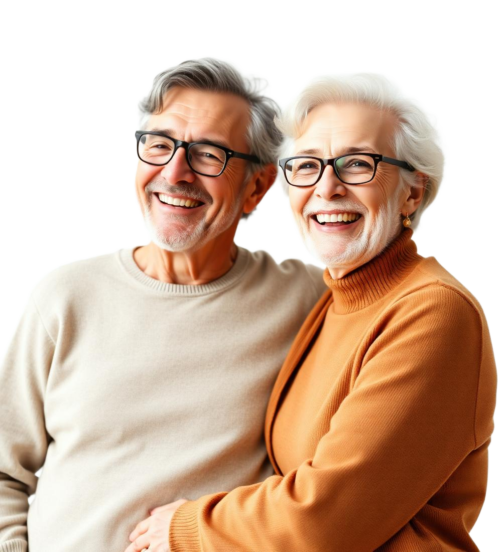 Smiling senior couple reviewing final expense coverage options